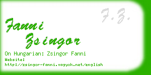 fanni zsingor business card